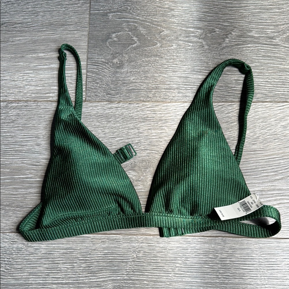 Aerie Green Ribbed Bikini Top S